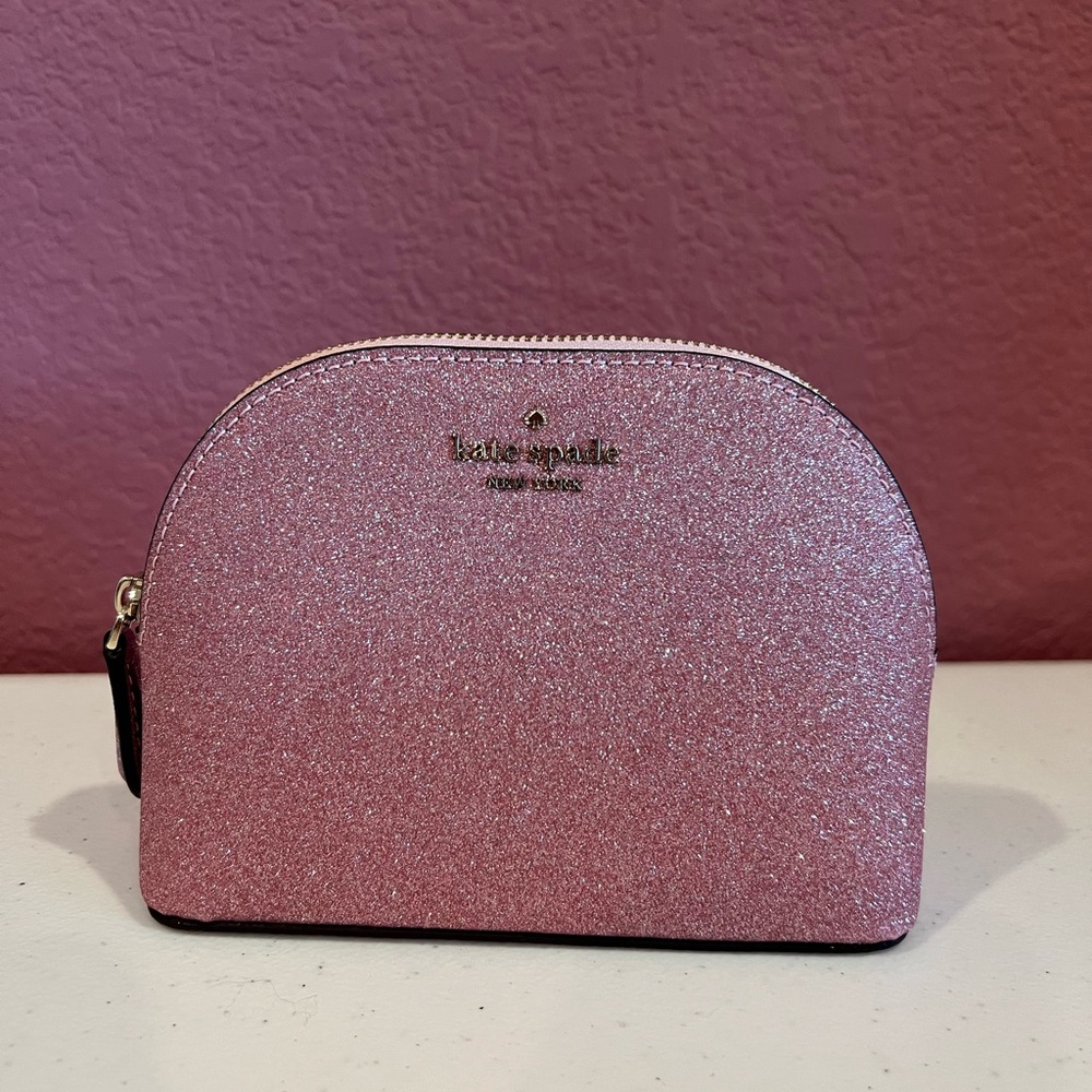 Kate Spade Pink Cosmetic Bag with Glitter Finish